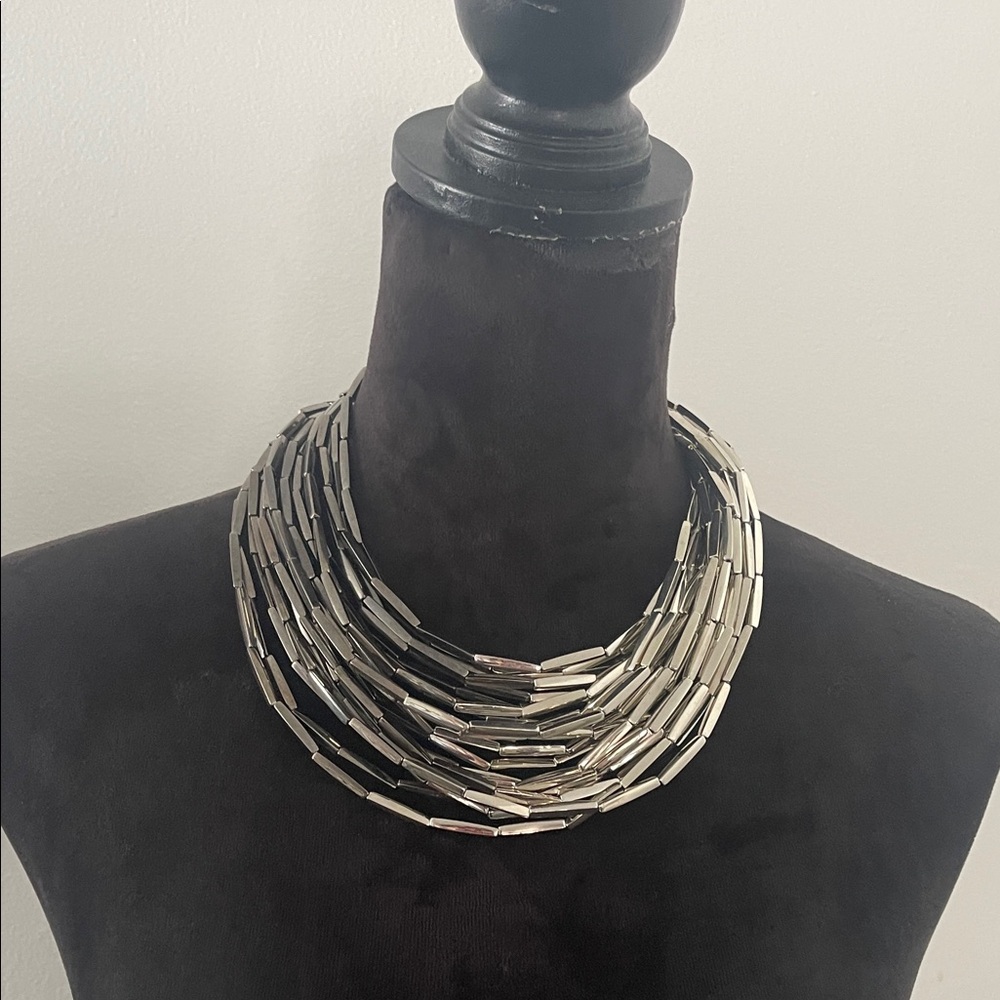 Zenzii Dark Grey and Silver Multi-Strand Necklace